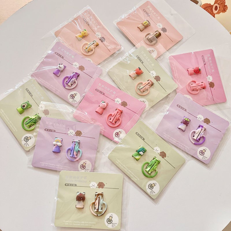 Bear Data Cable Protective Cover Three-In-One Silicone Loop Winder Mobile Phone Receipt Line Storage Protection Head - Image 5
